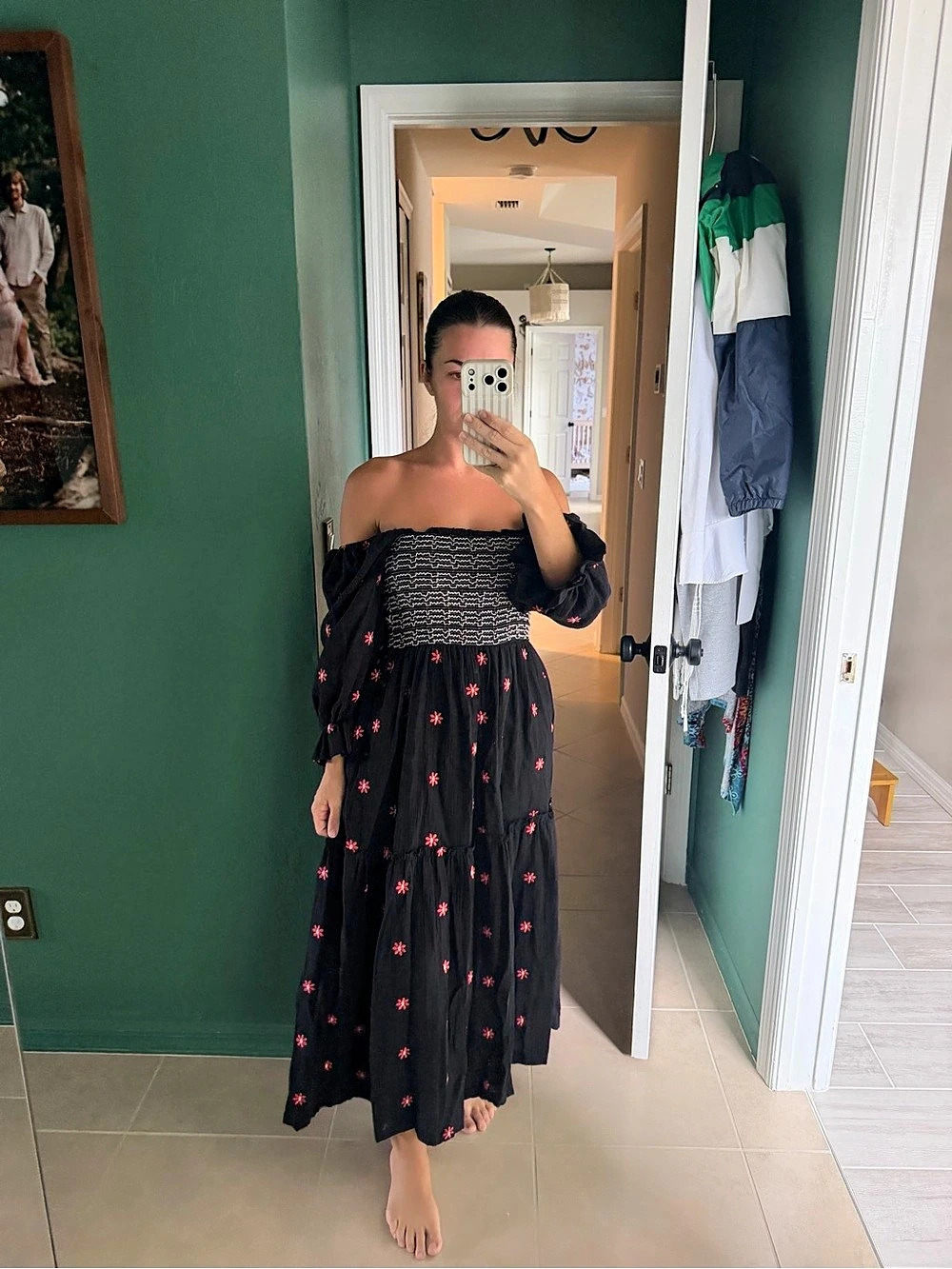 Black Floral Maxi Dress Like New